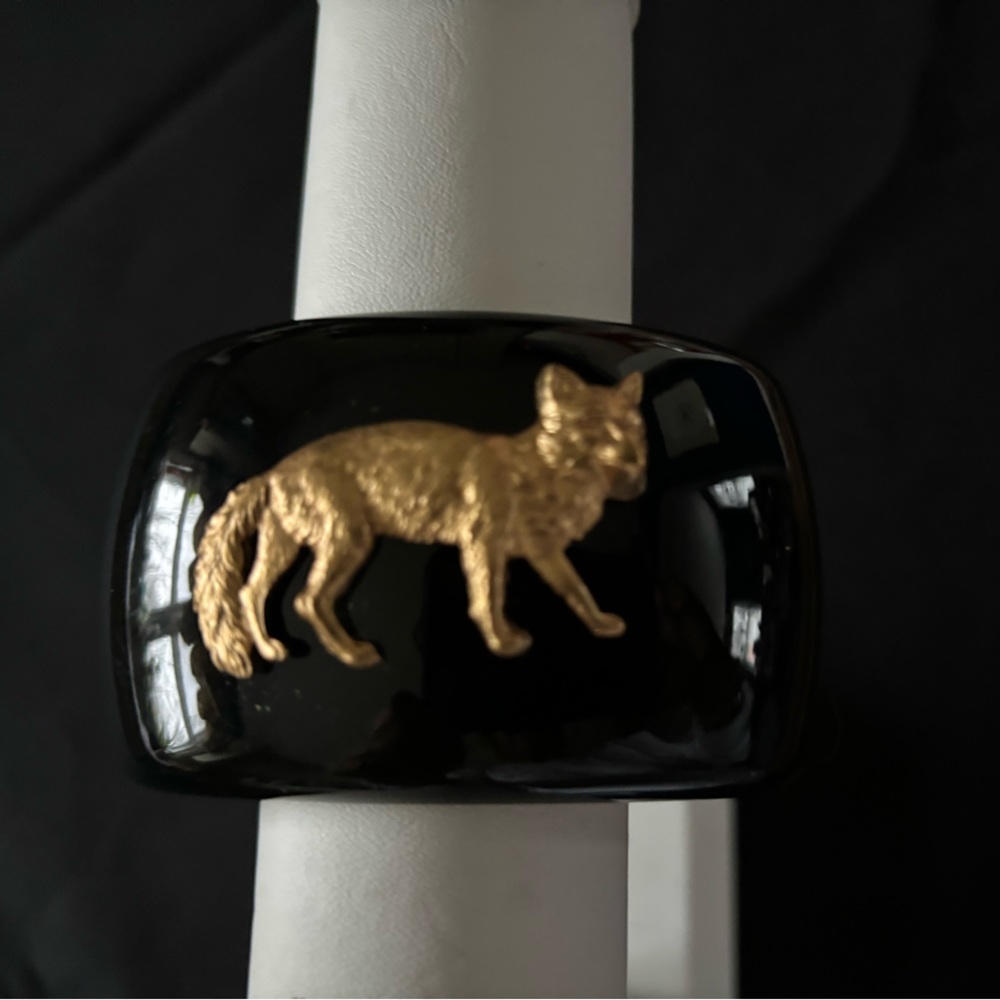 New Bosom Buddies Gold Fox Hinged Bangle Bracelet.